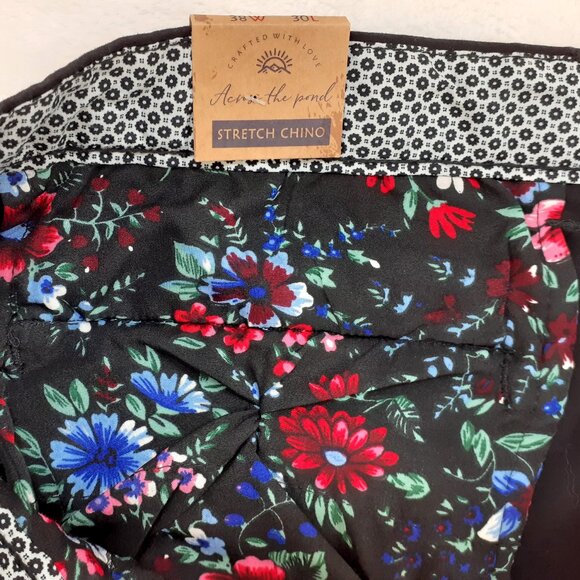 Across the Pond Signature Chino Pant Mens 38x30 Slim Fit Stretch Black NWT New - Picture 9 of 13